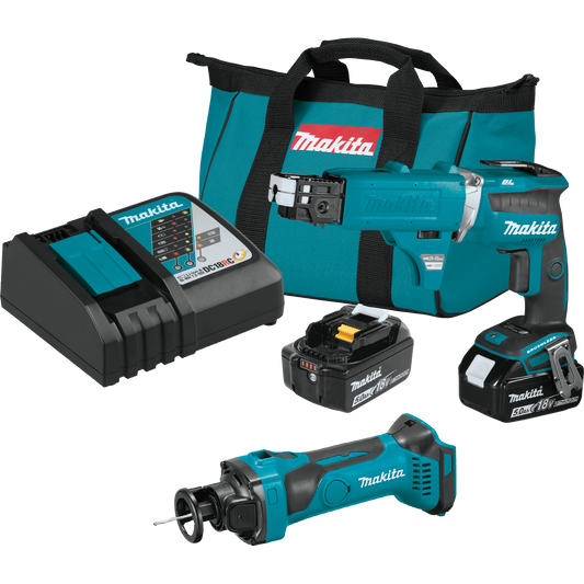 Makita XT255TX2 18V LXT® Lithium‘Ion Cordless 2‘Pc. Combo Kit with Collated Autofeed Screwdriver Magazine (5.0Ah)