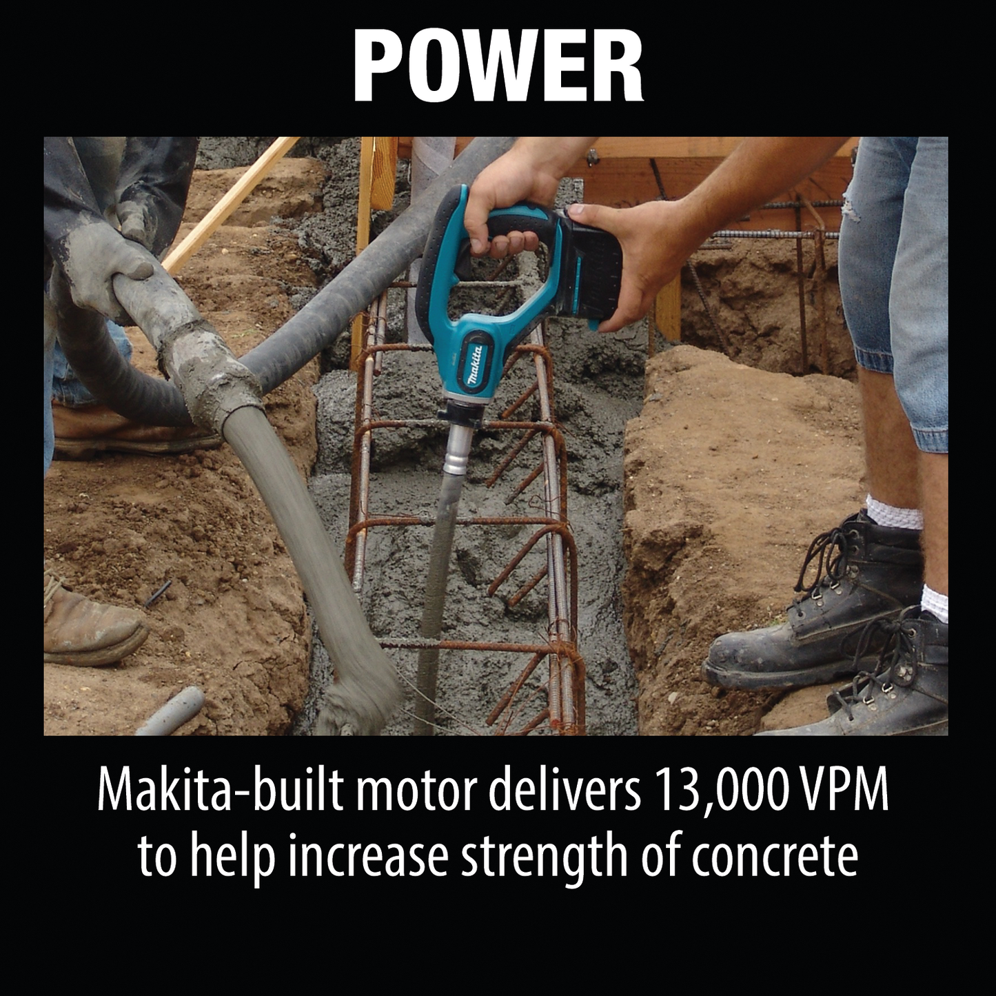 Makita XRV01Z 18V LXT® Lithium‘Ion Cordless 4' Concrete Vibrator, Tool Only