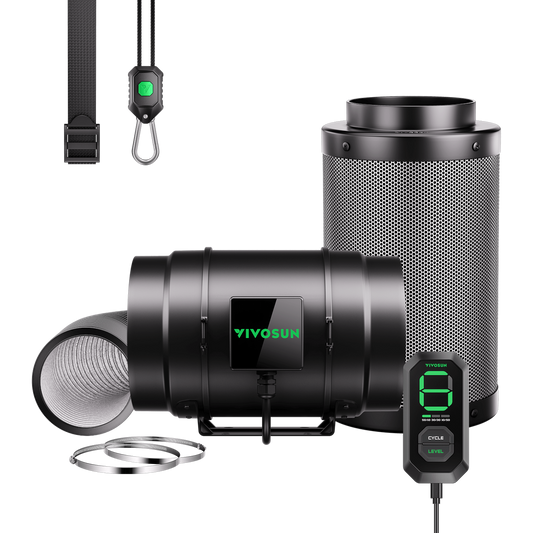 Vivosun Smart Air Filtration Kit 8', AeroZesh G8 Inline Fan with E12 Speed Controller, Carbon Filter & Ducting Combo