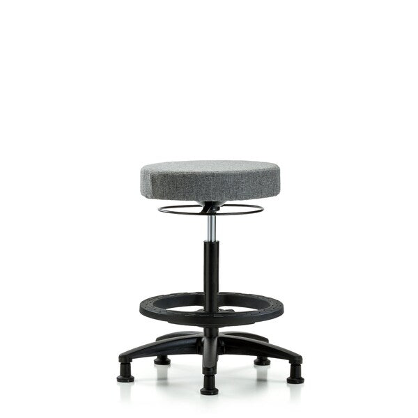 Blue Ridge Ergonomics FHBSO-RG-BF-RG-F44 Rutledge Fabric Stool without Back - High Bench Height with Black Foot Ring & Stationary Glides in Gray Fabric