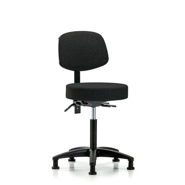 Blue Ridge Ergonomics FDHCH-MB-RT-T0-A0-RG-F42 Rutledge Fabric Chair - Desk Height with Round Tube Base, Medium Back, & Stationary Glides in Black Fabric