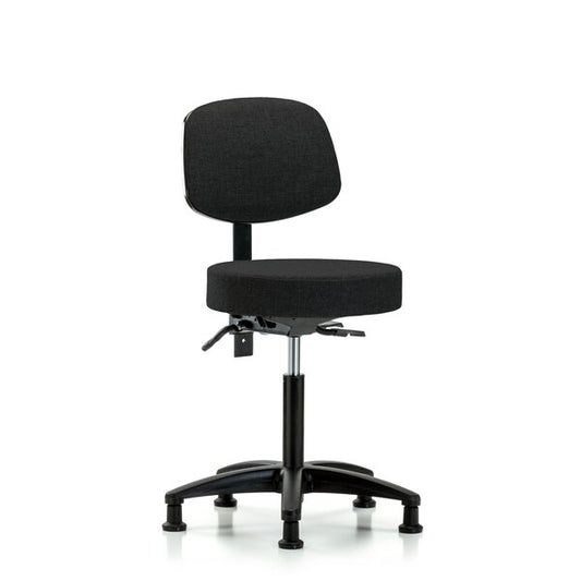 Blue Ridge Ergonomics FDHCH-MB-RT-T0-A0-RG-F42 Rutledge Fabric Chair - Desk Height with Round Tube Base, Medium Back, & Stationary Glides in Black Fabric