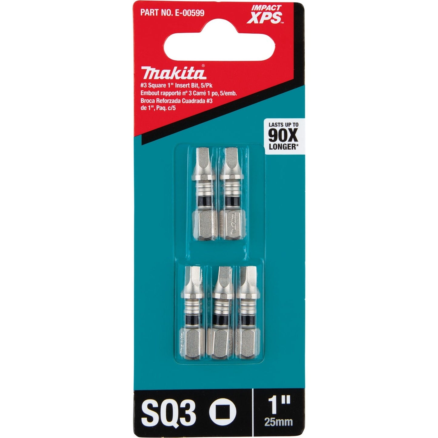 Makita E-00599 Impact XPS® #3 Square 1" Insert Bit, 5/pk