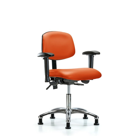 Blue Ridge Ergonomics NCR-VDHCH-CR-T1-A0-RG-8613 Class 100 Vinyl Clean Room Chair - Desk Height with Seat Tilt & Stationary Glides in Orange Kist Trailblazer™ Vinyl