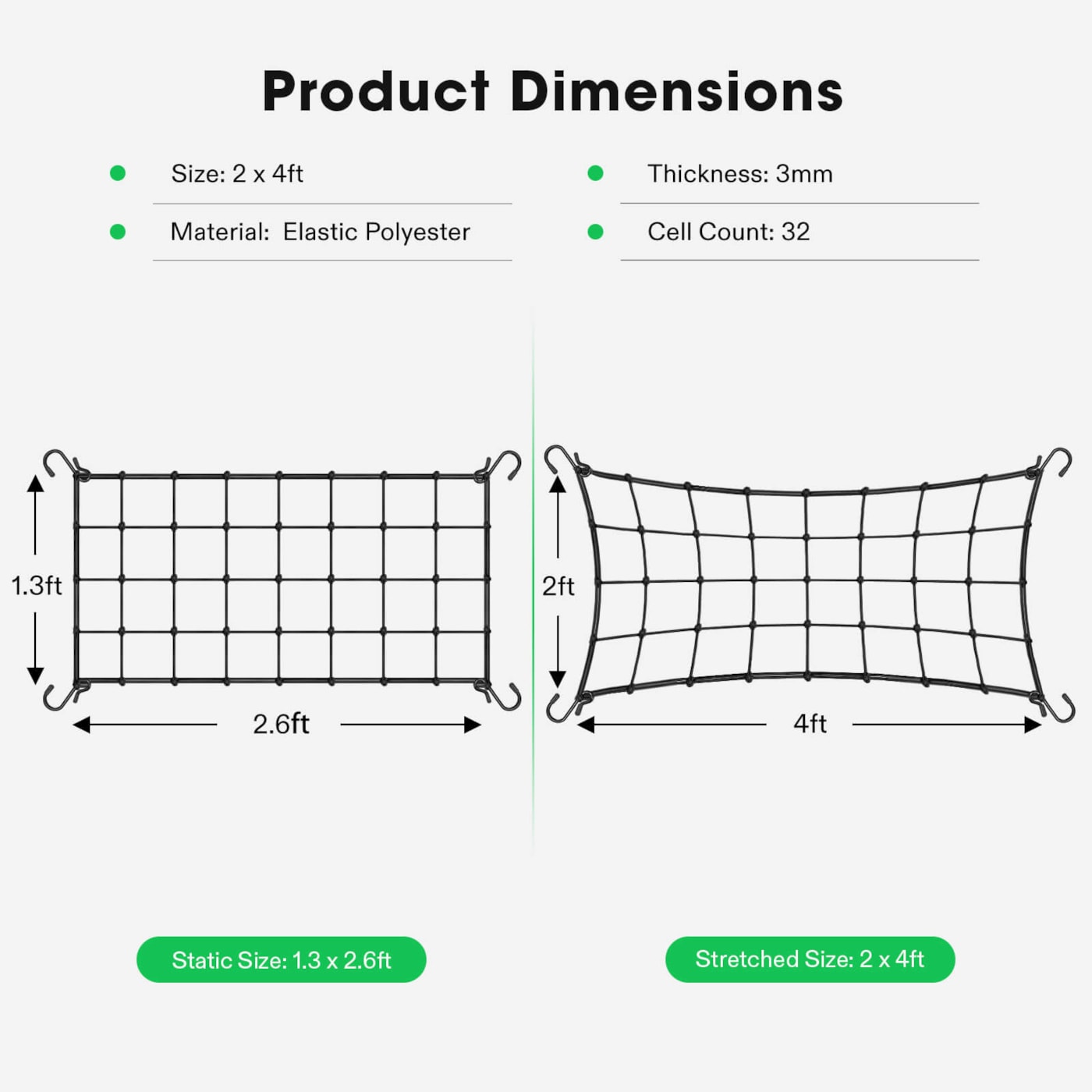 Vivosun 2 x 4Ft. Elastic Trellis Netting with 4 Hooks