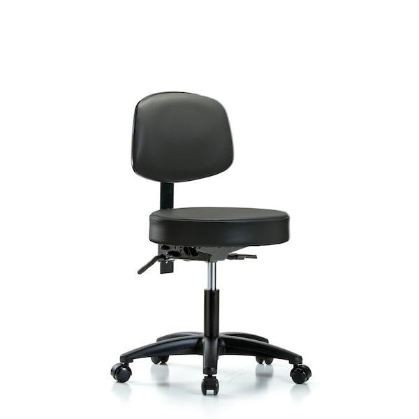 Blue Ridge Ergonomics VDHST-RG-T1-RC-8823 Rutledge Vinyl Stool with Back - Desk Height with Seat Tilt & Casters in Carbon Supernova™ Vinyl