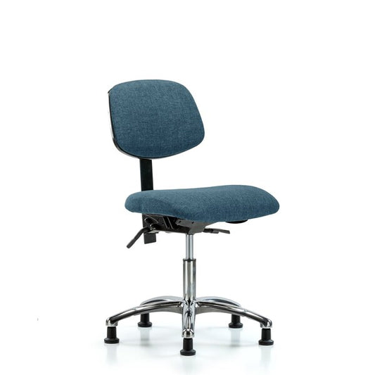 Blue Ridge Ergonomics FDHCH-CR-T1-A0-RG-F43 Rutledge Fabric Chair Chrome - Desk Height with Seat Tilt & Stationary Glides in Blue Fabric