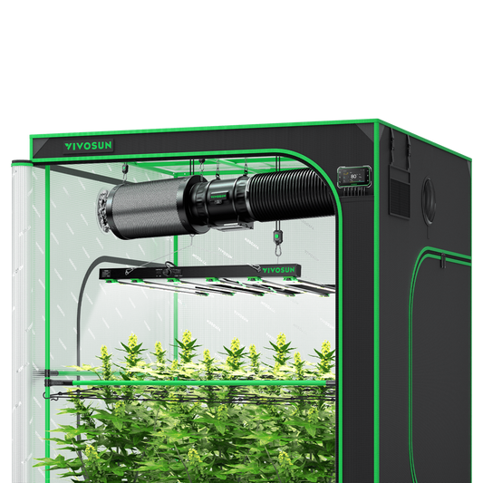 Vivosun Smart Grow Tent Kit GIY-SGS-55FD 5x5, 6-Plant Complete System, with WiFi E42A+ Controller, 650W VSFD6500 LED Grow Light, and 8-inch AeroZesh T8 Ventilation Combo