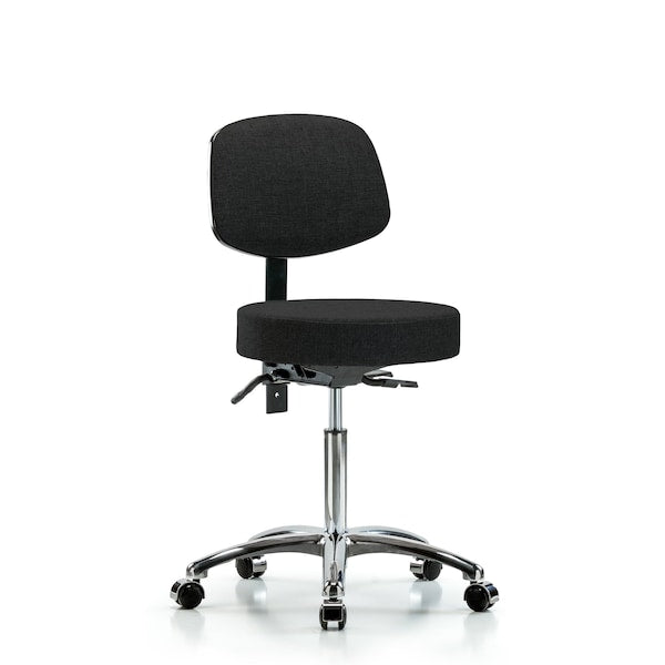 Blue Ridge Ergonomics FMBCH-MB-CR-T1-A0-CF-RG-F41 Rutledge Fabric Chair Chrome - Medium Bench Height with Medium Back, Seat Tilt, Chrome Foot Ring, & Stationary Glides in Burgundy Fabric