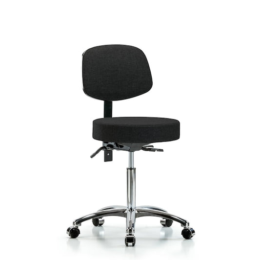 Blue Ridge Ergonomics FMBCH-MB-CR-T1-A0-CF-RG-F41 Rutledge Fabric Chair Chrome - Medium Bench Height with Medium Back, Seat Tilt, Chrome Foot Ring, & Stationary Glides in Burgundy Fabric