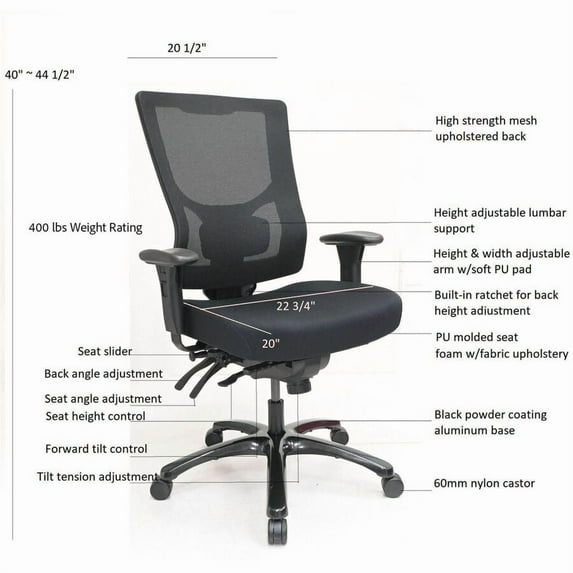 Lorell LLR62010 Big & Tall Mesh High-Back Chair