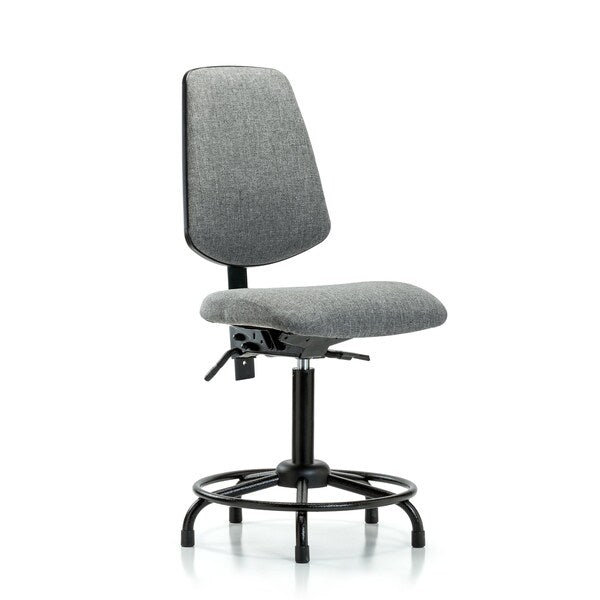 Blue Ridge Ergonomics FMBCH-MB-RT-T1-A0-RG-F44 Rutledge Fabric Chair - Medium Bench Height with Round Tube Base, Medium Back, Seat Tilt, & Stationary Glides in Gray Fabric