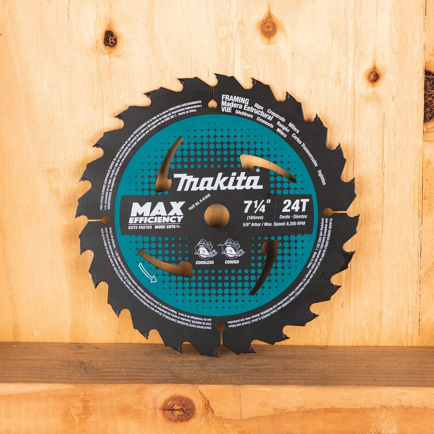 Makita B-61656-3 7‘1/4" 24T Carbide‘Tipped Max Efficiency Circular Saw Blade, Framing, 3/pk