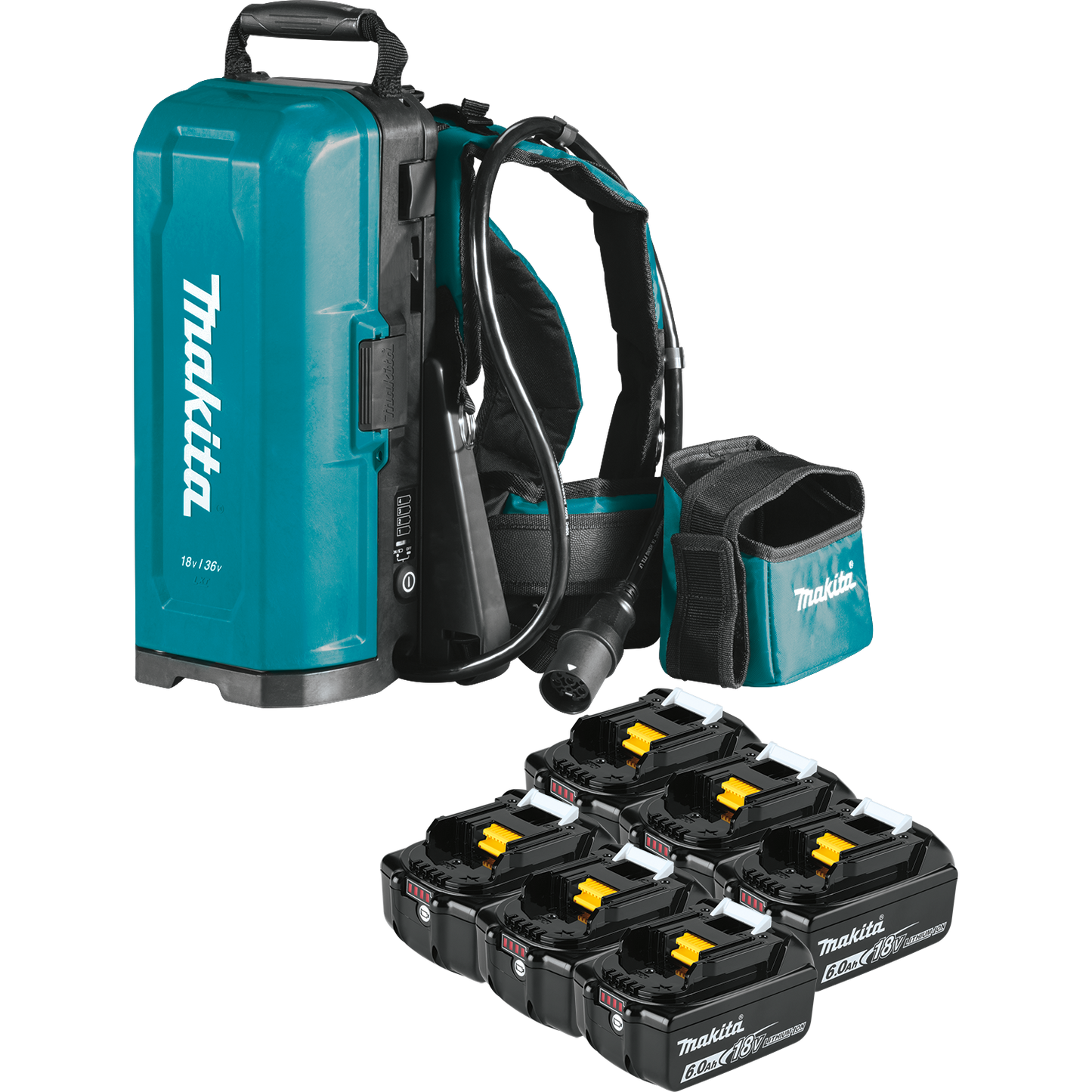 Makita PDC01G6 ConnectX,, LXT®, LXT® X2 and XGT® Portable Backpack Power Supply with 6 Batteries (6.0Ah)