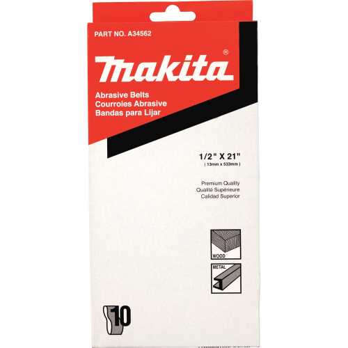 Makita A-34562 1/2" x 21" Abrasive Belt, 40 Grit, 10/pk