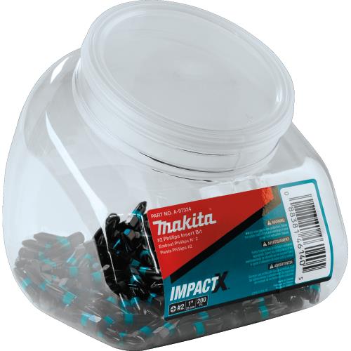 Makita A-97324 ImpactX, #2 Phillips 1³ Insert Bit, 200/pk, Jar