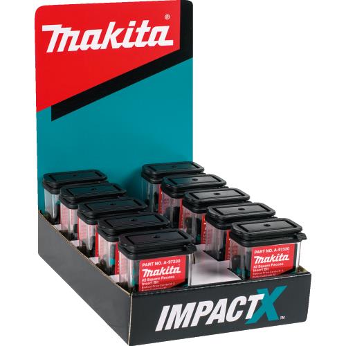 Makita A-97330-10 ImpactX, #2 Square Recess 1³ Insert Bit, 10 x 25/pk, Display