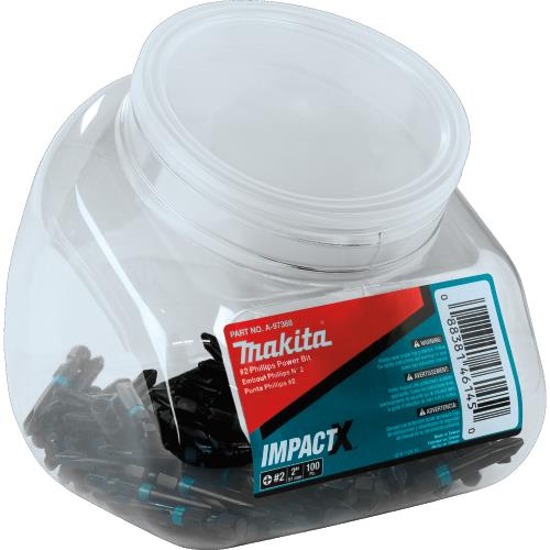 Makita A-97368 ImpactX, #2 Phillips 2³ Power Bit, 100/pk, Jar