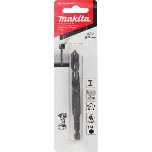 Makita A-97835 3/8" Black Oxide Drill Bit, 1/4" Hex Shank