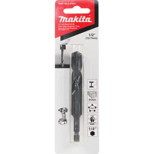 Makita A-97841 1/2" Black Oxide Drill Bit, 1/4" Hex Shank