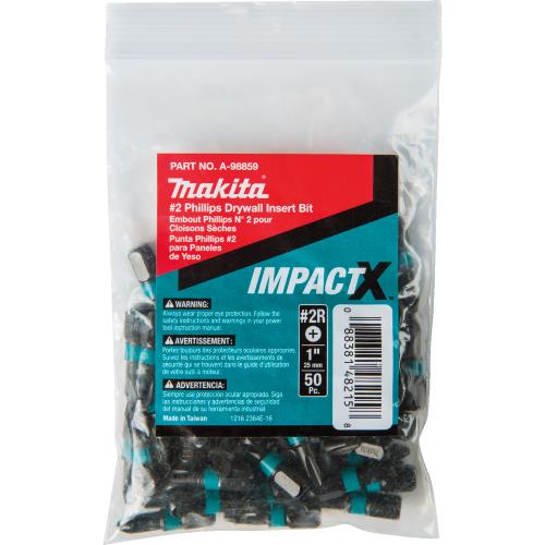 Makita A-98859 ImpactX, #2 Phillips Drywall 1³ Insert Bit, 50/pk, Bulk