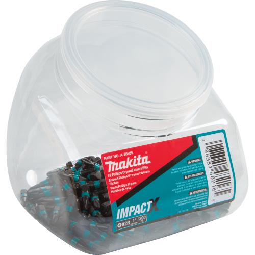 Makita A-98865 ImpactX, #2 Phillips Drywall 1³ Insert Bit, 200/pk, Jar