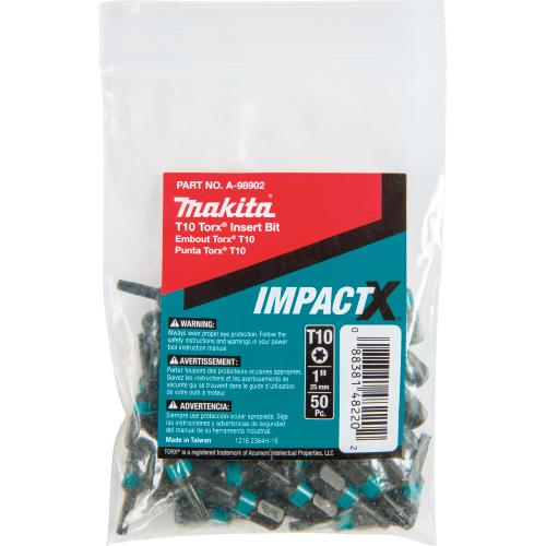 Makita A-98902 ImpactX, T10 Torx® 1³ Insert Bit, 50/pk, Bulk