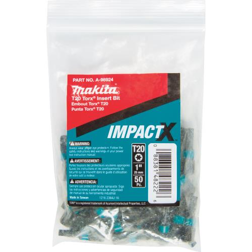 Makita A-98924 ImpactX, T20 Torx® 1³ Insert Bit, 50/pk, Bulk