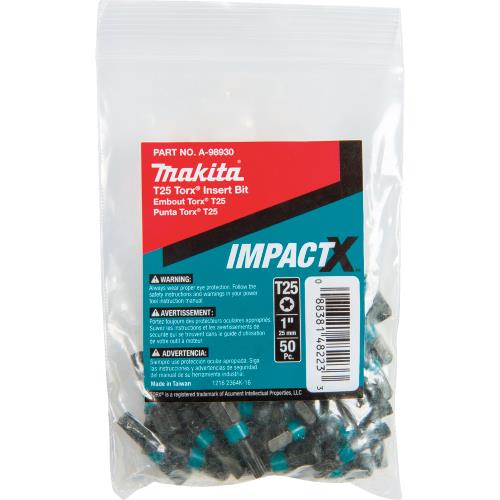 Makita A-98930 ImpactX, T25 Torx® 1³ Insert Bit, 50/pk, Bulk