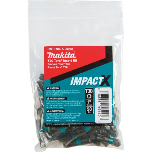 Makita A-98952 ImpactX, T30 Torx® 1³ Insert Bit, 50/pk, Bulk