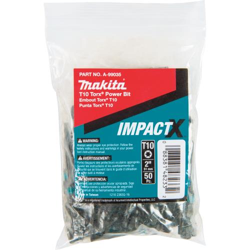 Makita A-99035 ImpactX, T10 Torx® 2³ Power Bit, 50/pk, Bulk