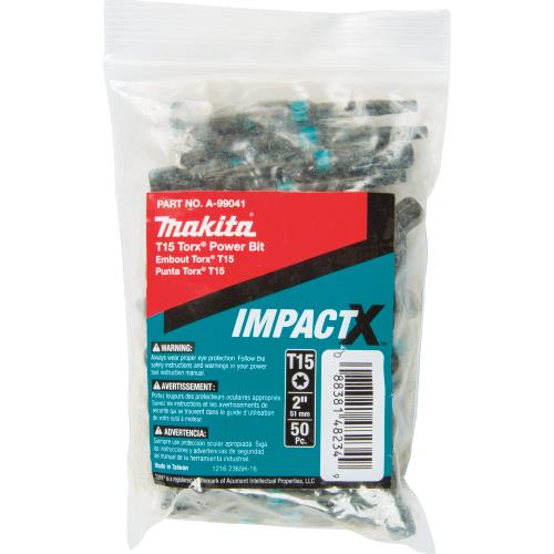 Makita A-99041 ImpactX, T15 Torx® 2³ Power Bit, 50/pk, Bulk