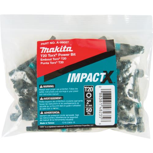 Makita A-99057 ImpactX, T20 Torx® 2³ Power Bit, 50/pk, Bulk