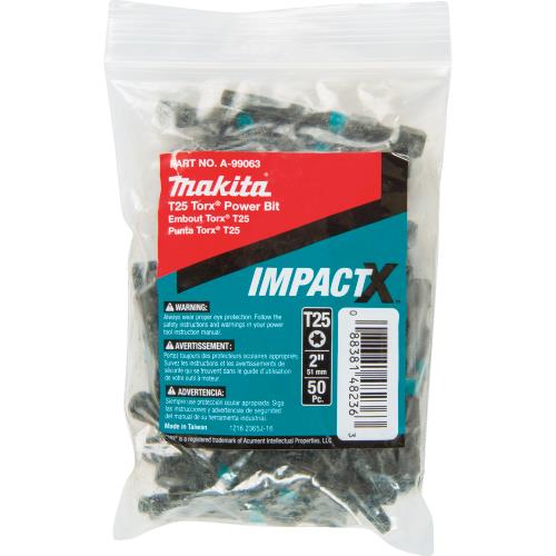 Makita A-99063 ImpactX, T25 Torx® 2³ Power Bit, 50/pk, Bulk