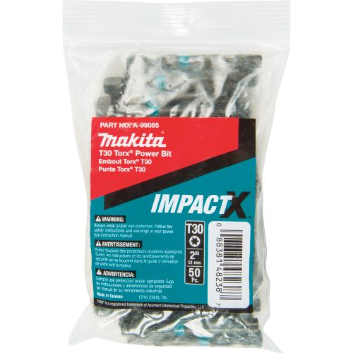 Makita A-99085 ImpactX, T30 Torx® 2³ Power Bit, 50/pk, Bulk