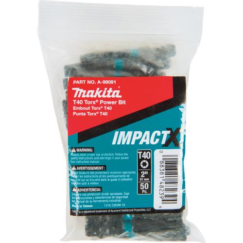 Makita A-99091 ImpactX, T40 Torx® 2³ Power Bit, 50/pk, Bulk