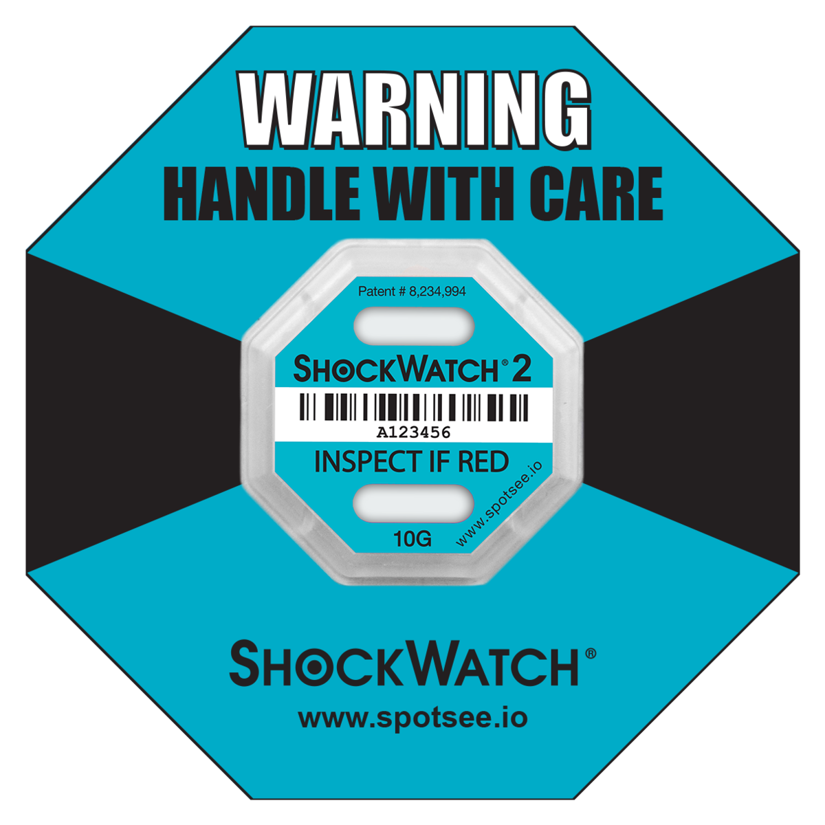 SpotSee 46000K ShockWatch 2 - 10G -Serialized, includes framing label