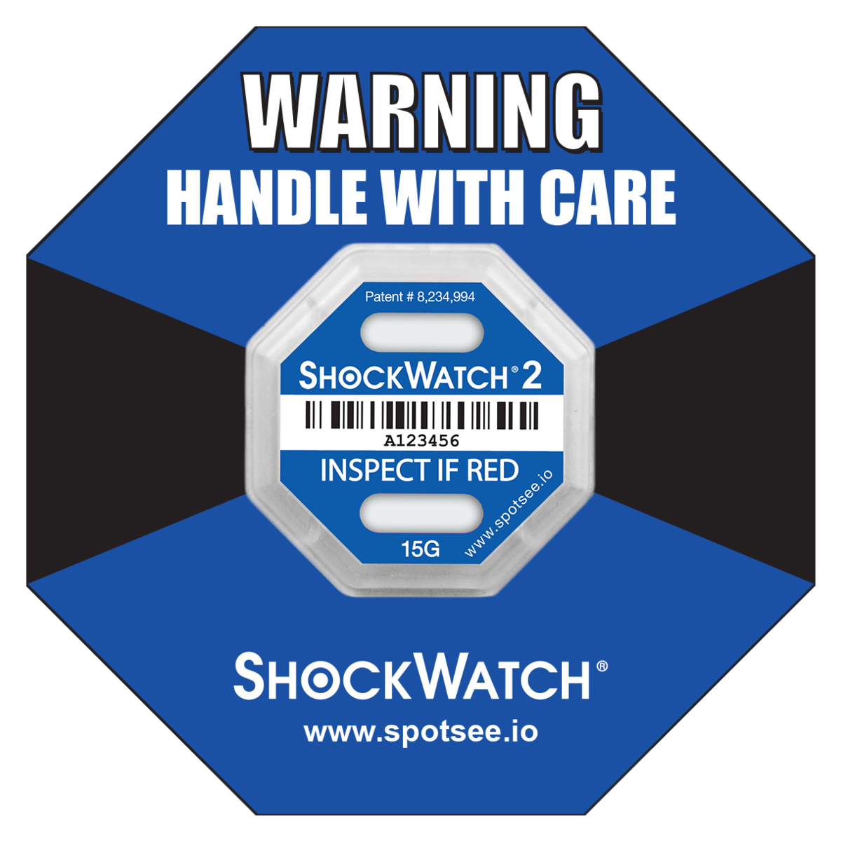 SpotSee 47000K ShockWatch 2 - 15G - Serialized, includes framing label