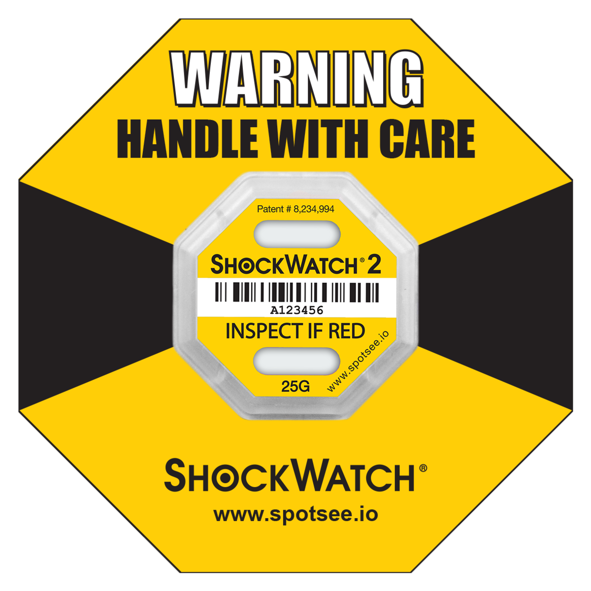 SpotSee 48000K ShockWatch 2 - 25G - Serialized, includes framing label