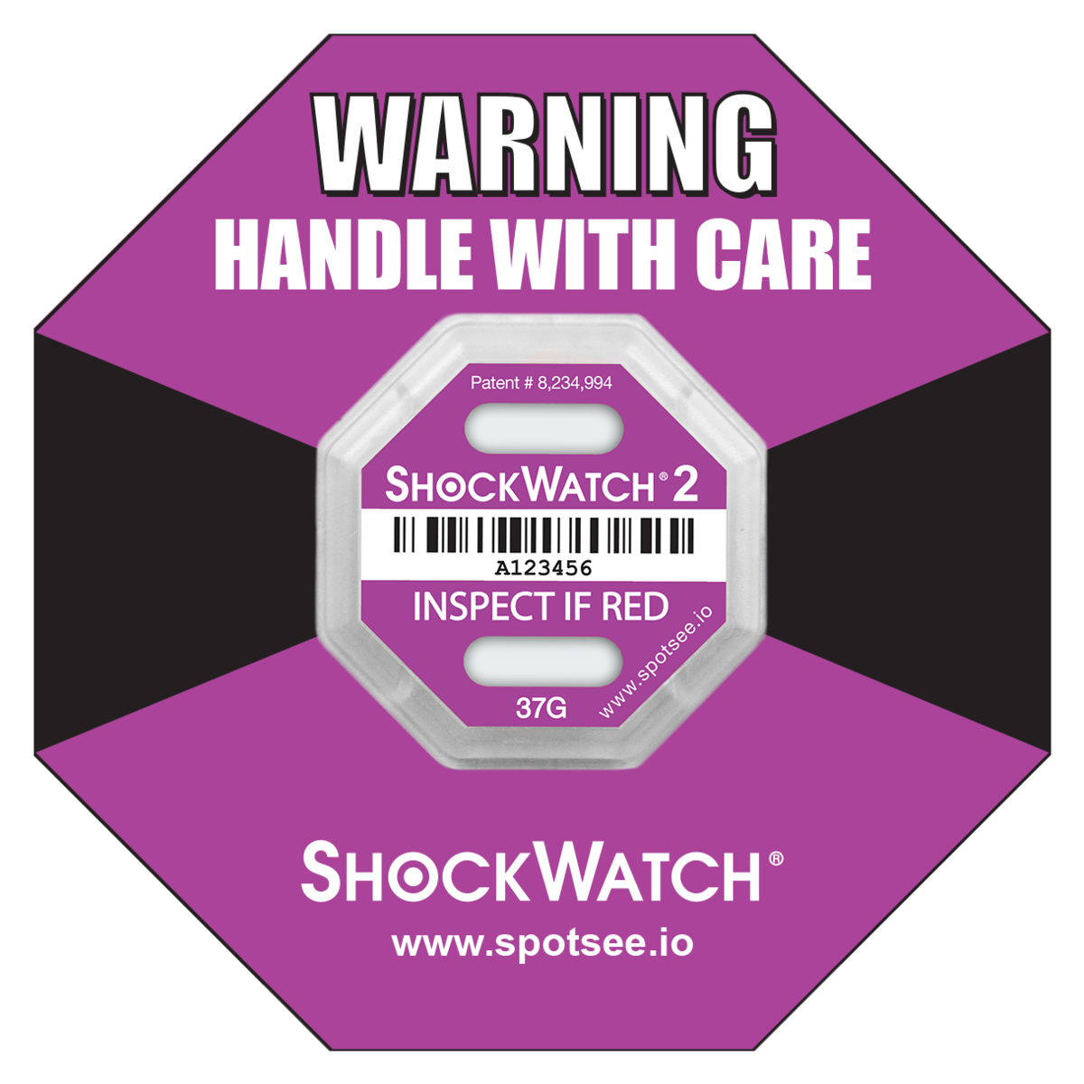 SpotSee 49000K ShockWatch 2 - 37G - Serialized, includes framing label