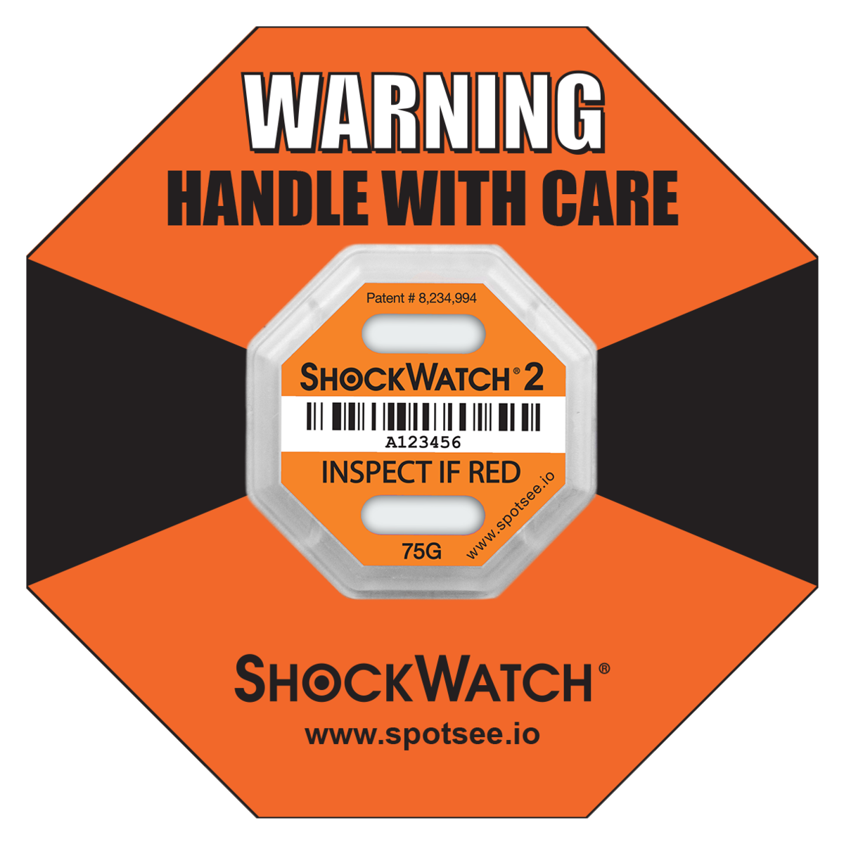 SpotSee 51000K ShockWatch 2 - 75G - Serialized, includes framing label