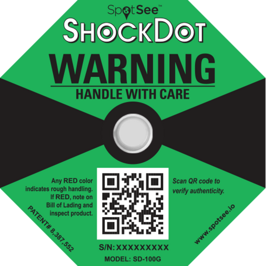 SpotSee SD-100G ShockDot Label 100G (Green)