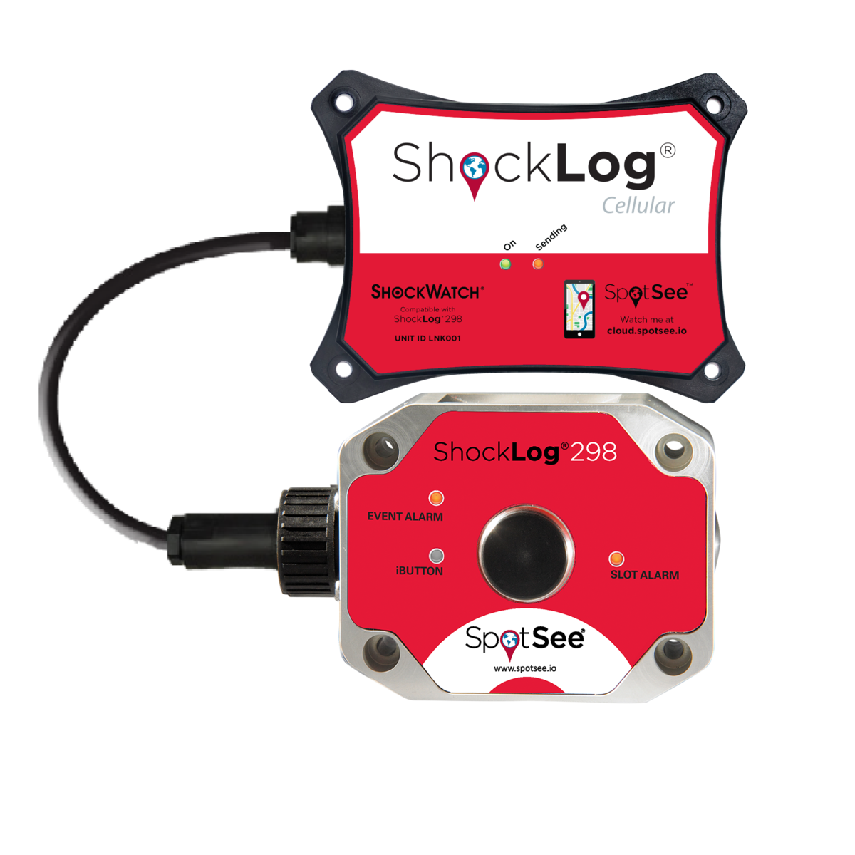 SpotSee SL298Cell ShockLog 298-A + Cellular Module + Mounting Plate