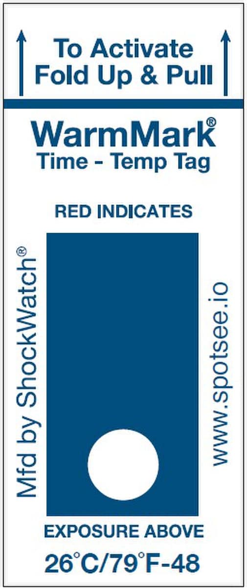 SpotSee WM 26/79-48 WarmMark Short-Run 26C/79F, 48 hour single window