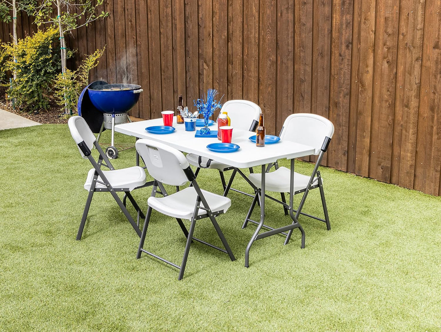 Iceberg ICE65453 Indestructable Too Bi-Fold Folding Table - Rectangle Top - 4 Legs - 60" Table Top Width X 30" Table Top Depth X 2" Table Top Thickness - 29" Height - Platinum, Powder Coated
