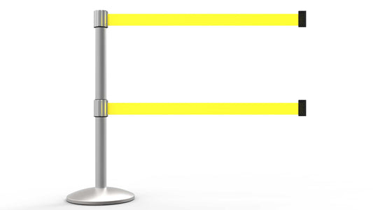 Banner Stakes AL6104M QLine Retractable Belt Barrier, Matte Post, Blank Yellow Belt