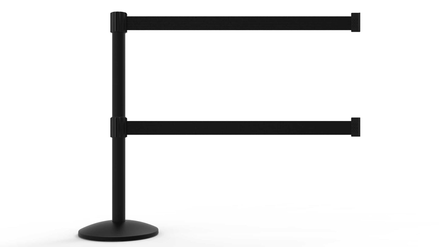 Banner Stakes AL6108B QLine Retractable Belt Barrier, Black Post, Blank Black Belt