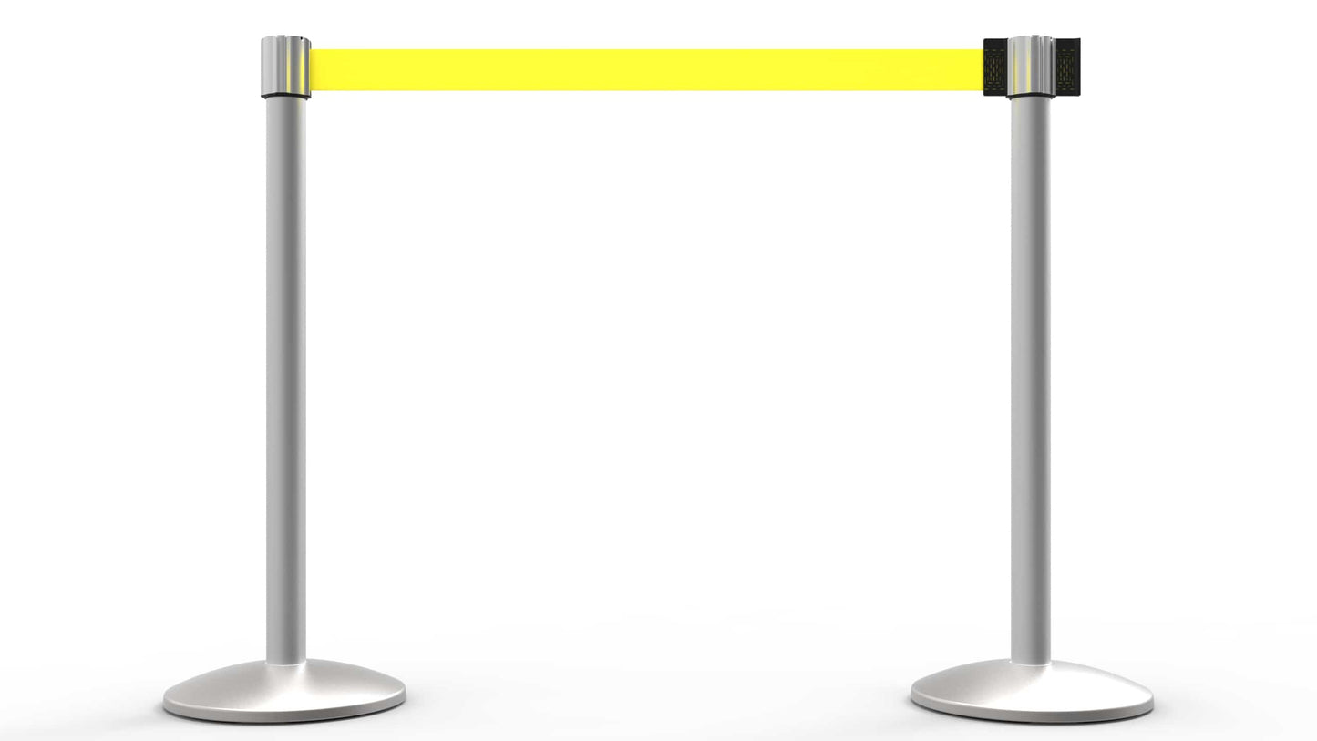 Banner Stakes AL6204M QLine Retractable Belt Barrier X2, Matte Post, Blank Yellow Belt