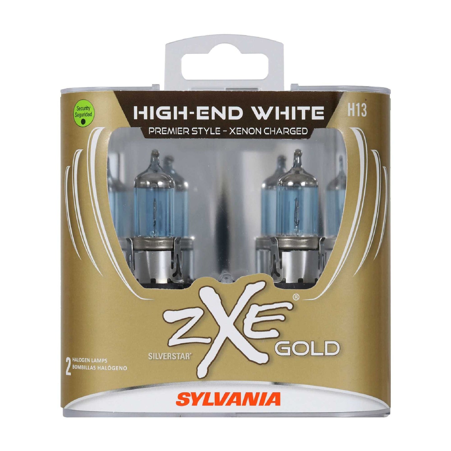 Sylvania Automotive Am4498706F1 Sylvania H13 Silverstar Zxe Gold Halogen Headlight Bulb, 2 Pack