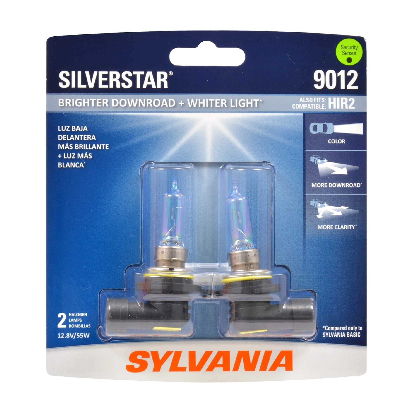 Sylvania Automotive Am4743709F1 Sylvania 9012 Silverstar Halogen Headlight Bulb, 2 Pack